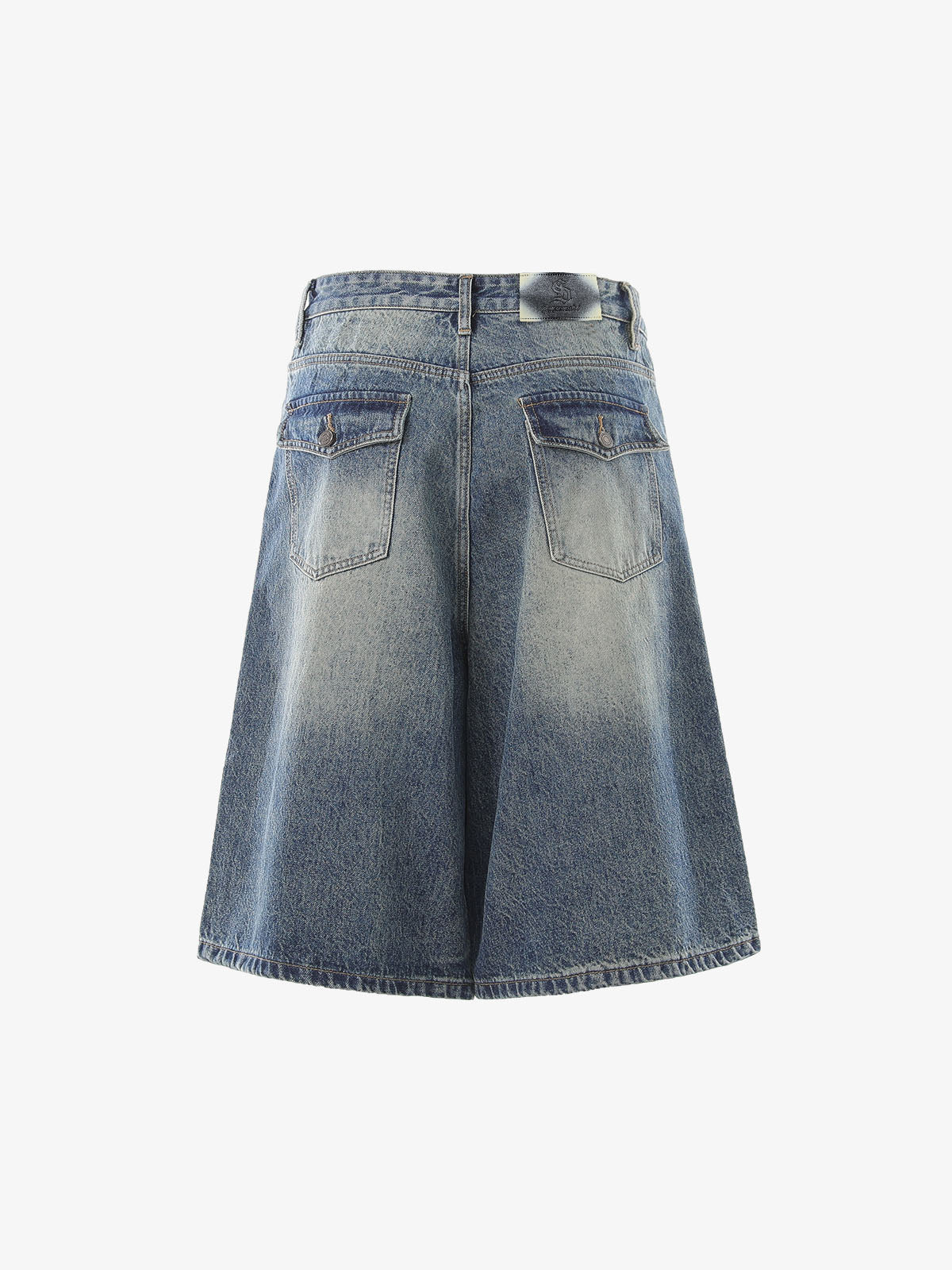 Panel Stitch Wide Leg Denim Jorts