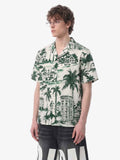 Vintage Green Coconut Tree Camp Collar Boxy Shirt