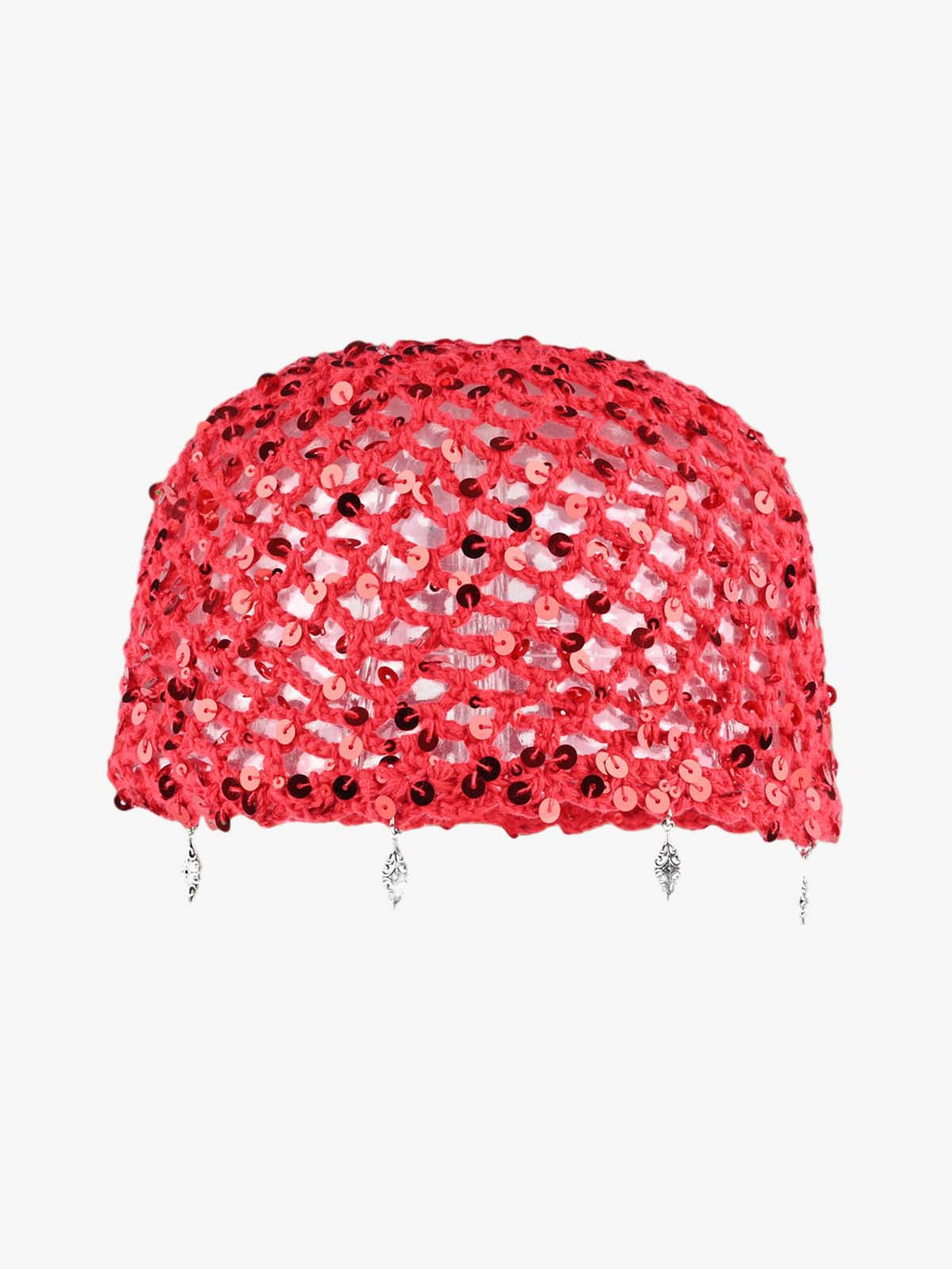Musehaven Vintage Sequin Mesh Beaded Fringe Cap