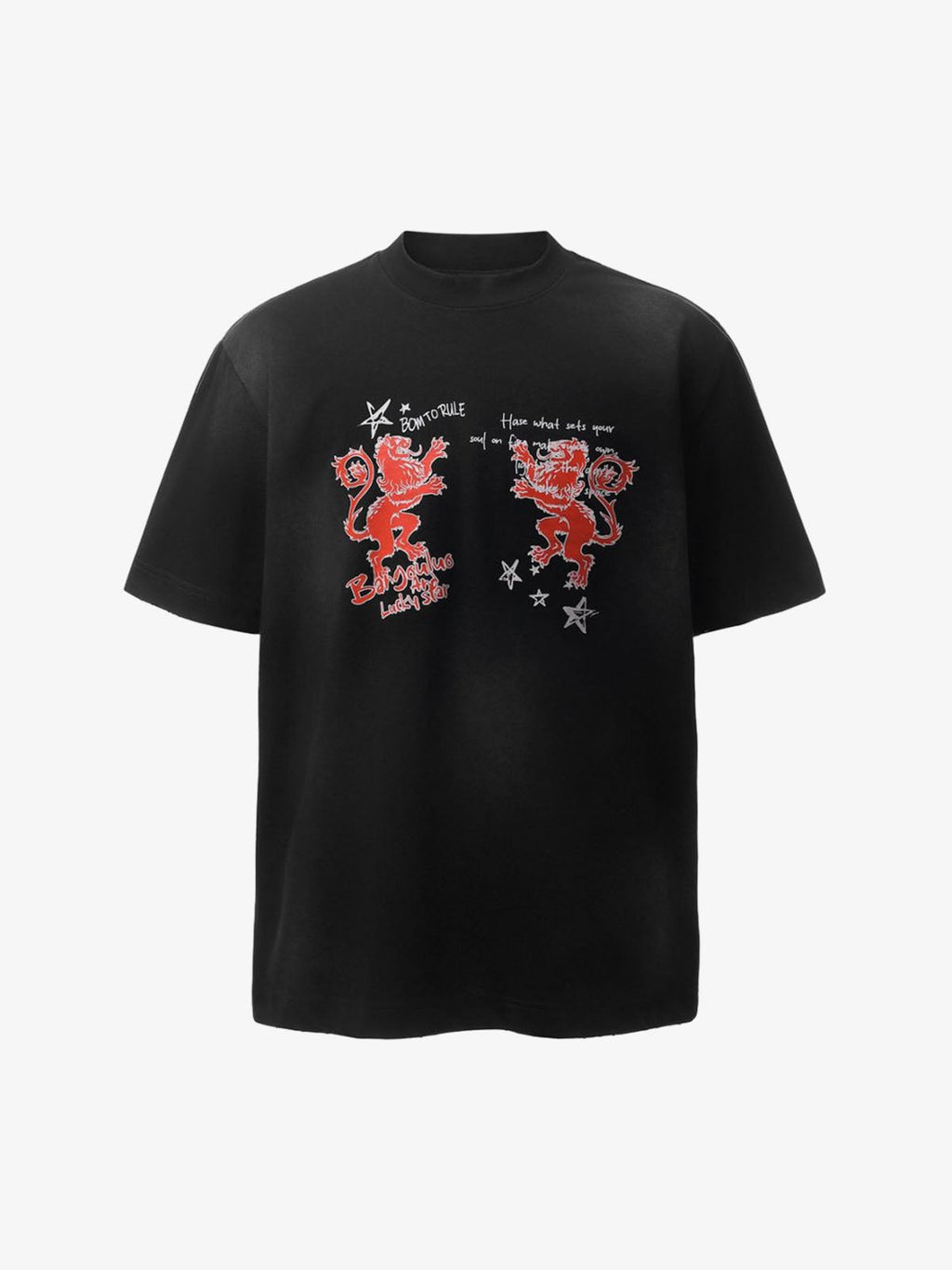 Heraldic Lion Acid-Wash Jersey T-Shirt