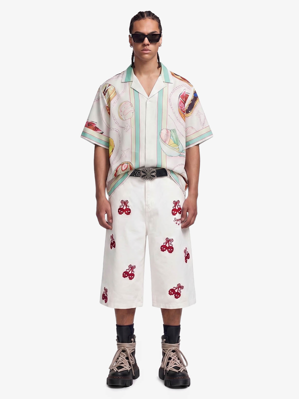 Vintage Macaron Color-Block Camp Collar Boxy Shirt
