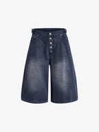 Distressed Washed Multi-Button Jeans