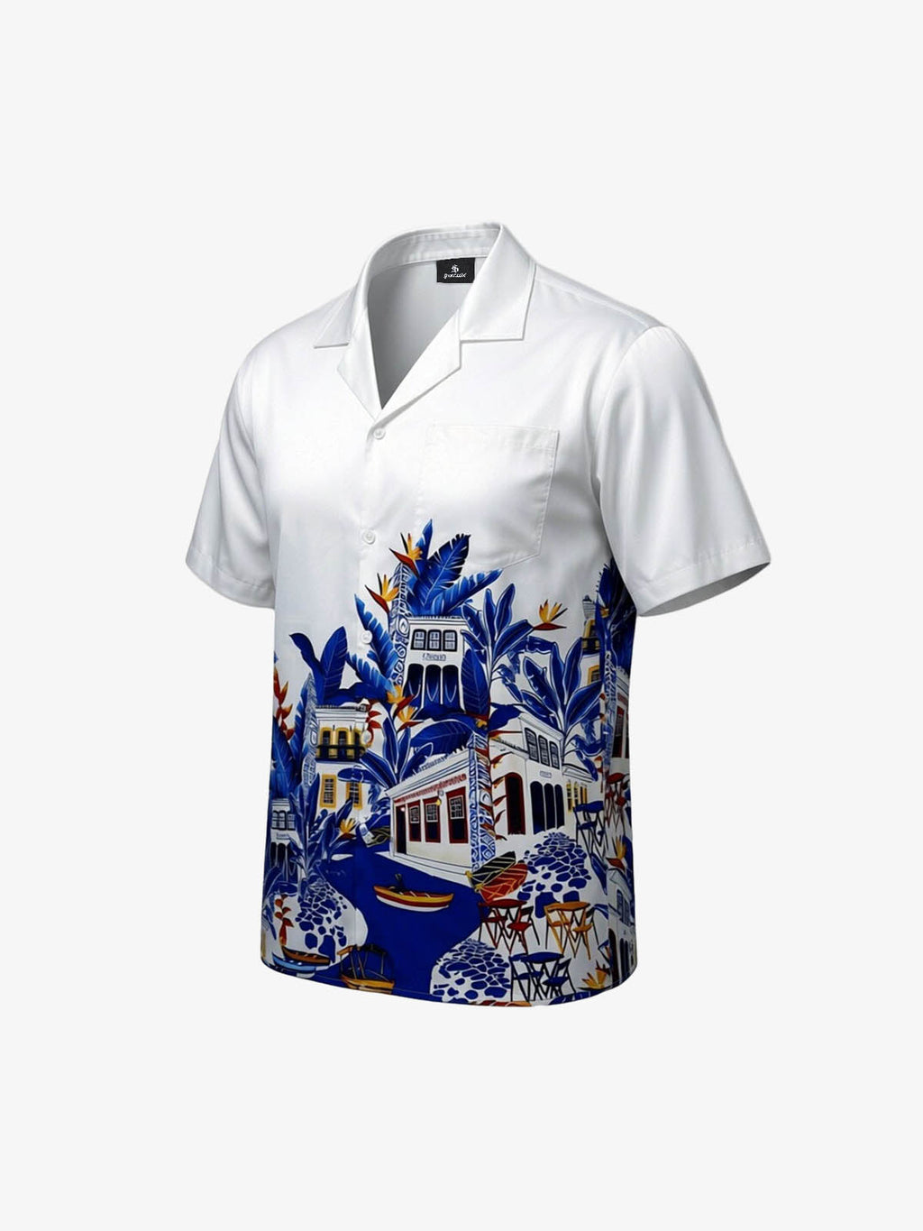 Vintage Seascape Camp Collar Boxy Shirt