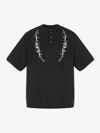 Graphic Floral Knit Henley T-Shirt