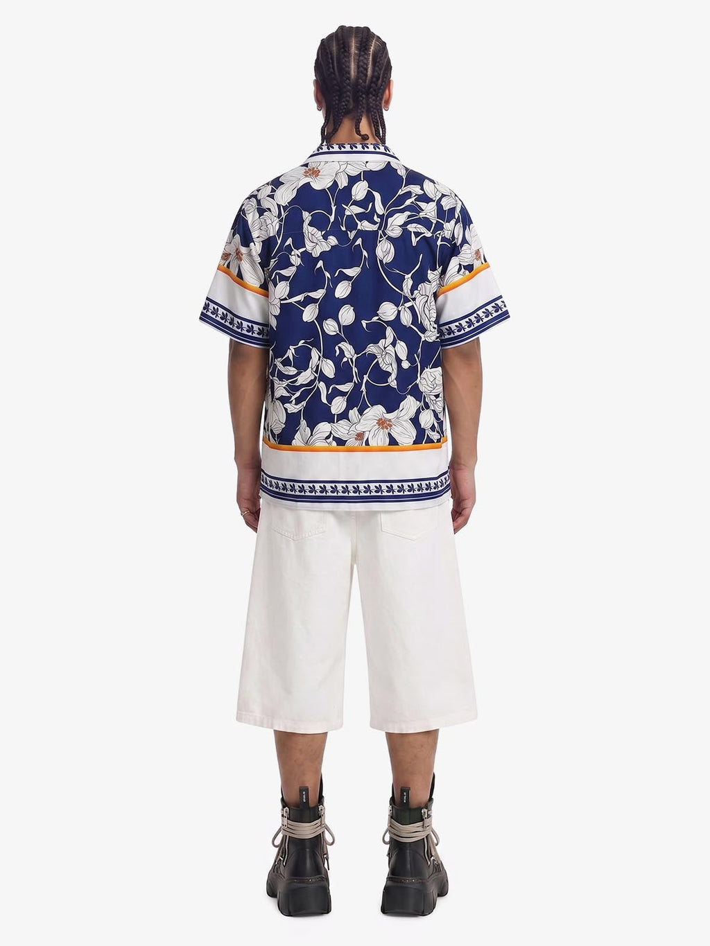 Porcelain Pattern Camp Collar Boxy Shirt