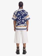 Porcelain Pattern Camp Collar Boxy Shirt