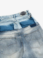 Double-Layer Paneled Baggy Jeans
