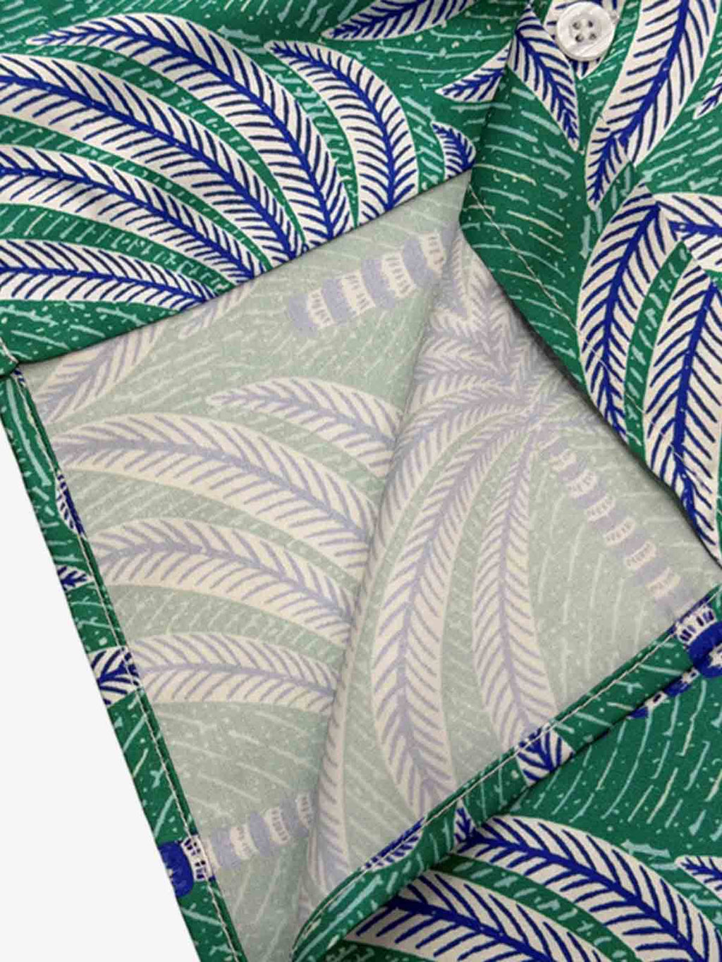 Teal Palm Leaves Camp Collar Boxy Shirt