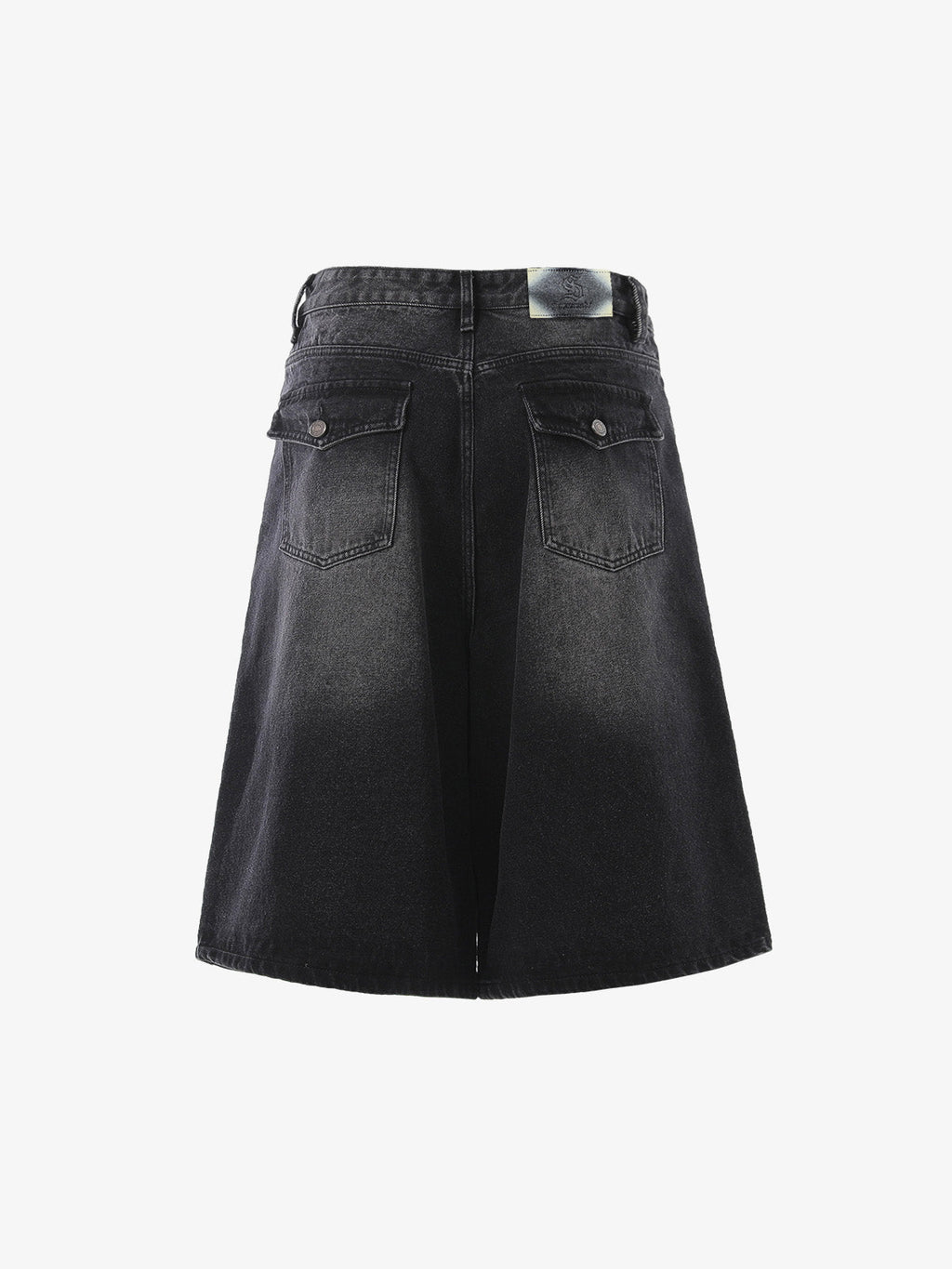 Panel Stitch Wide Leg Denim Jorts