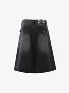 Panel Stitch Wide Leg Denim Jorts