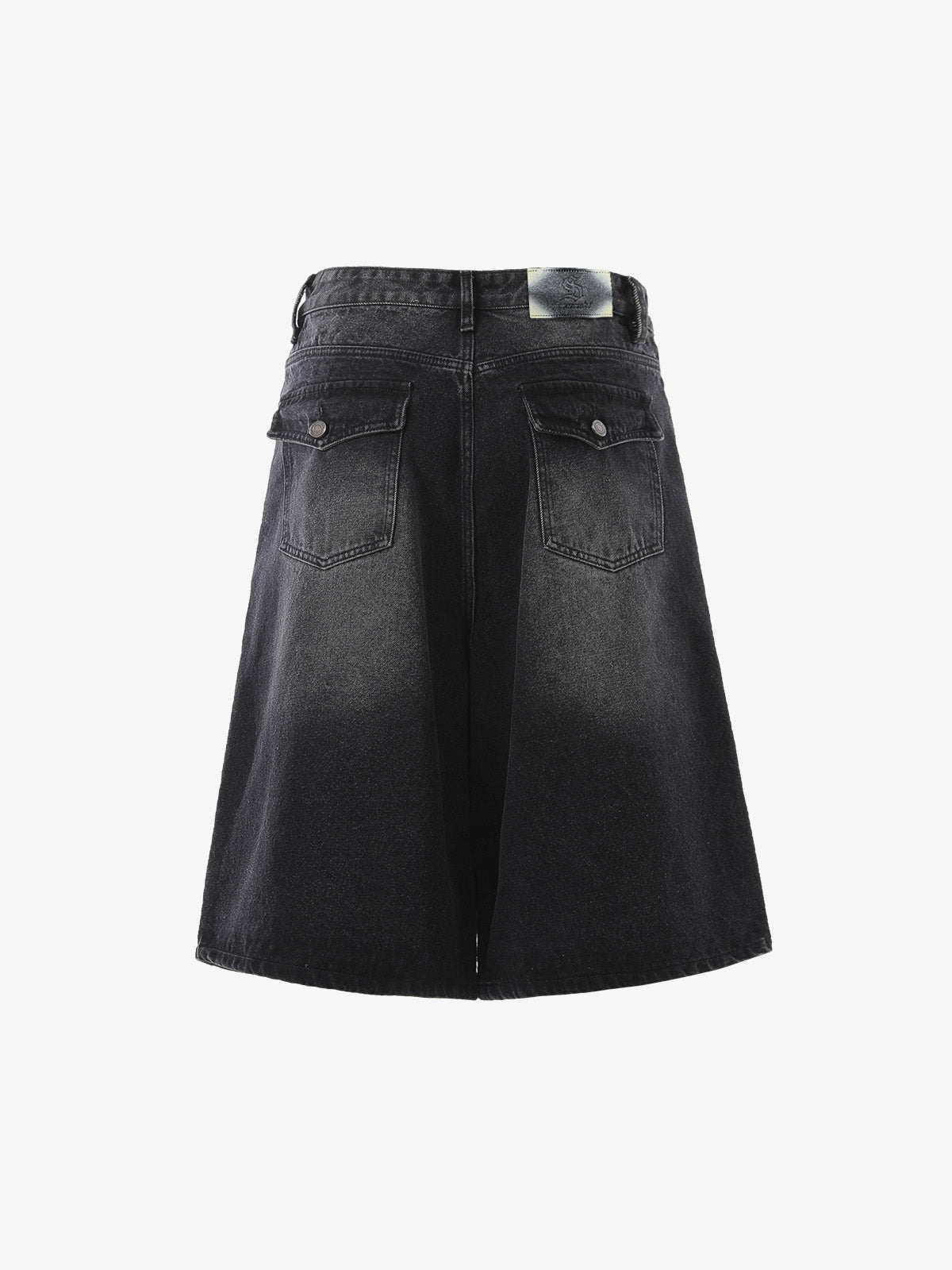 Panel Stitch Wide Leg Denim Jorts