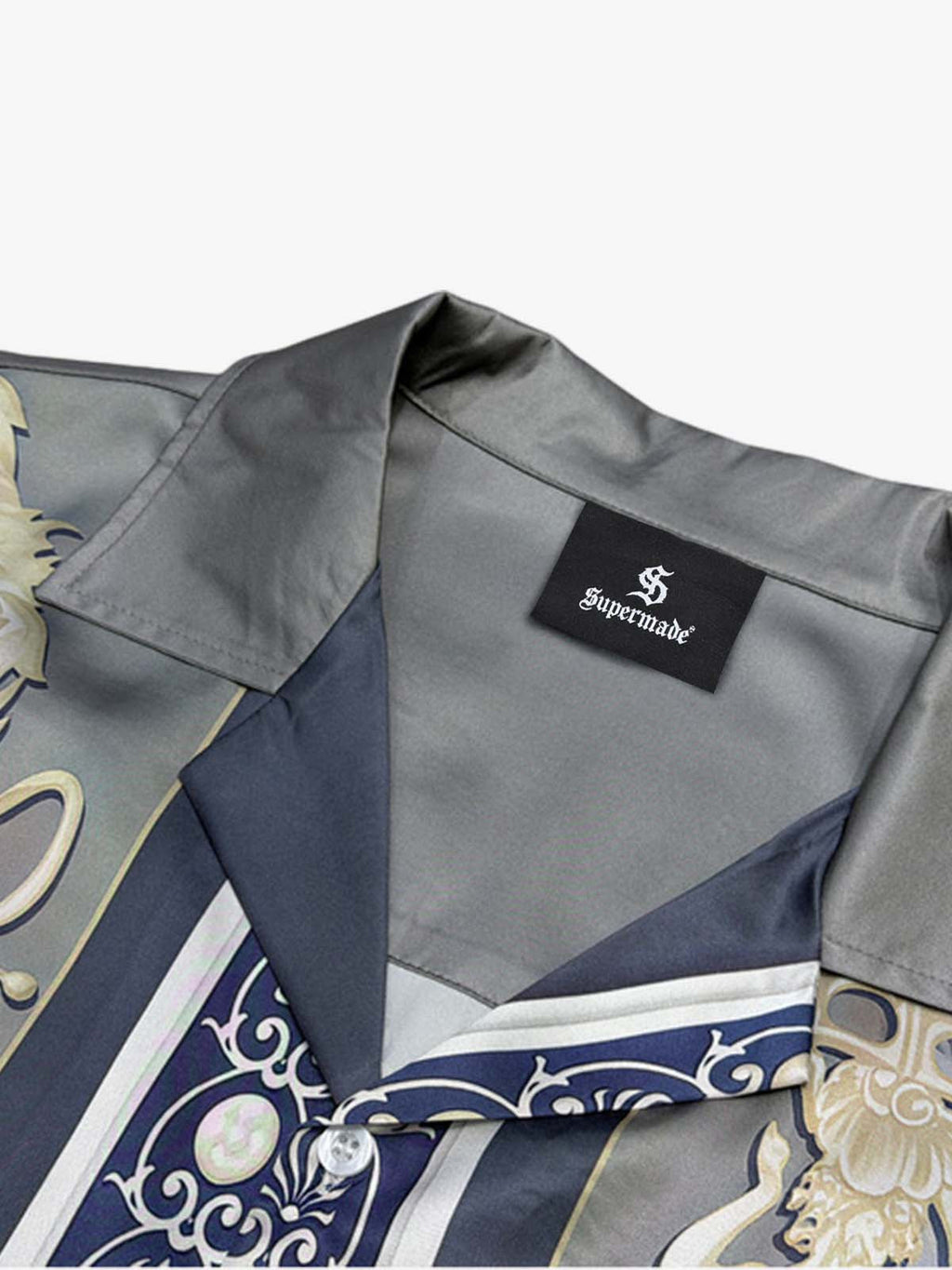 Baroque Sea Satin Camp Collar Boxy Shirt