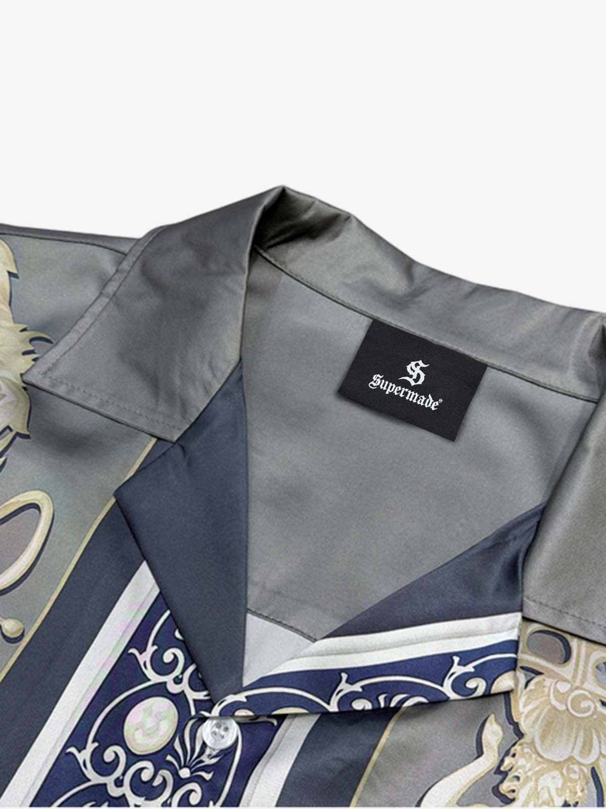 Baroque Sea Satin Camp Collar Boxy Shirt