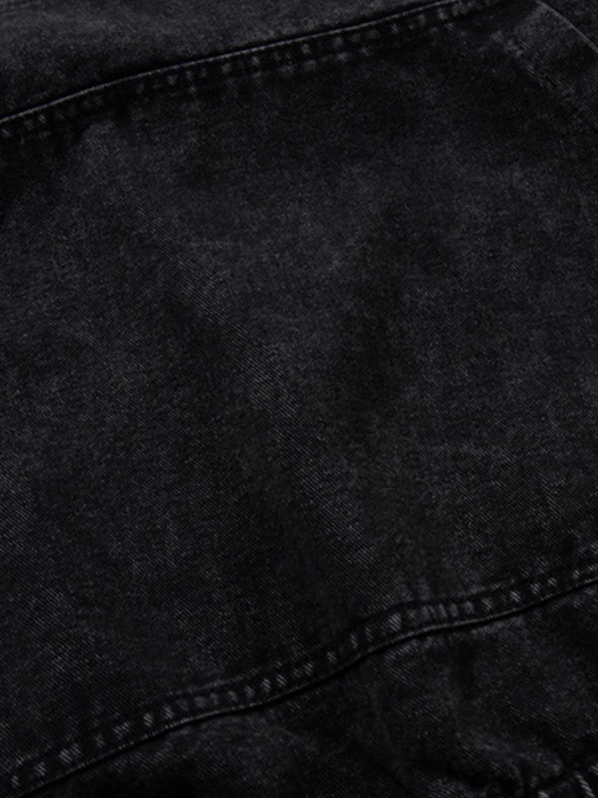 Vintage Washed Denim Metal Toggle Detail Pullover Hoodie