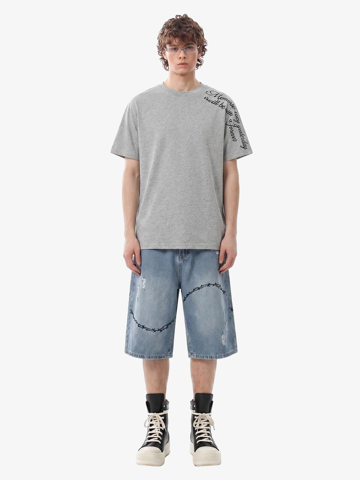 Rose Cross Slogan Graphic T-Shirt