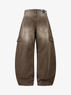 Vintage Washed Workwear Barrel Jeans - 2593