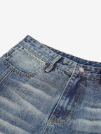 Panel Stitch Wide Leg Denim Jorts