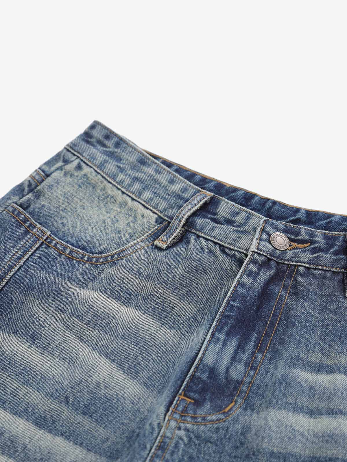 Panel Stitch Wide Leg Denim Jorts