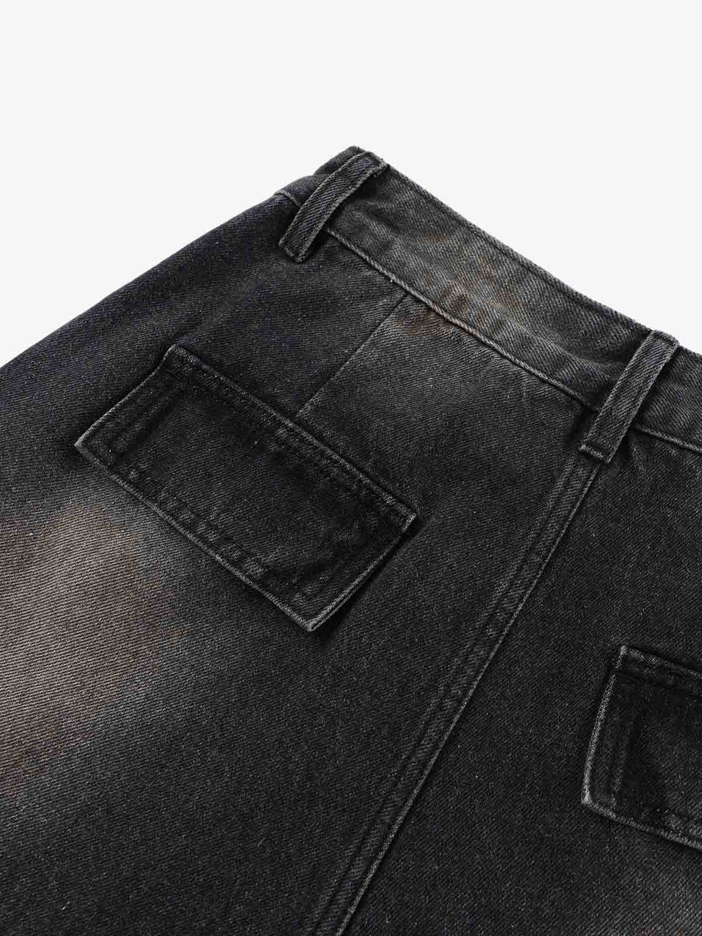 3D Curved Panel Stacked Wide-Leg Denim Jeans