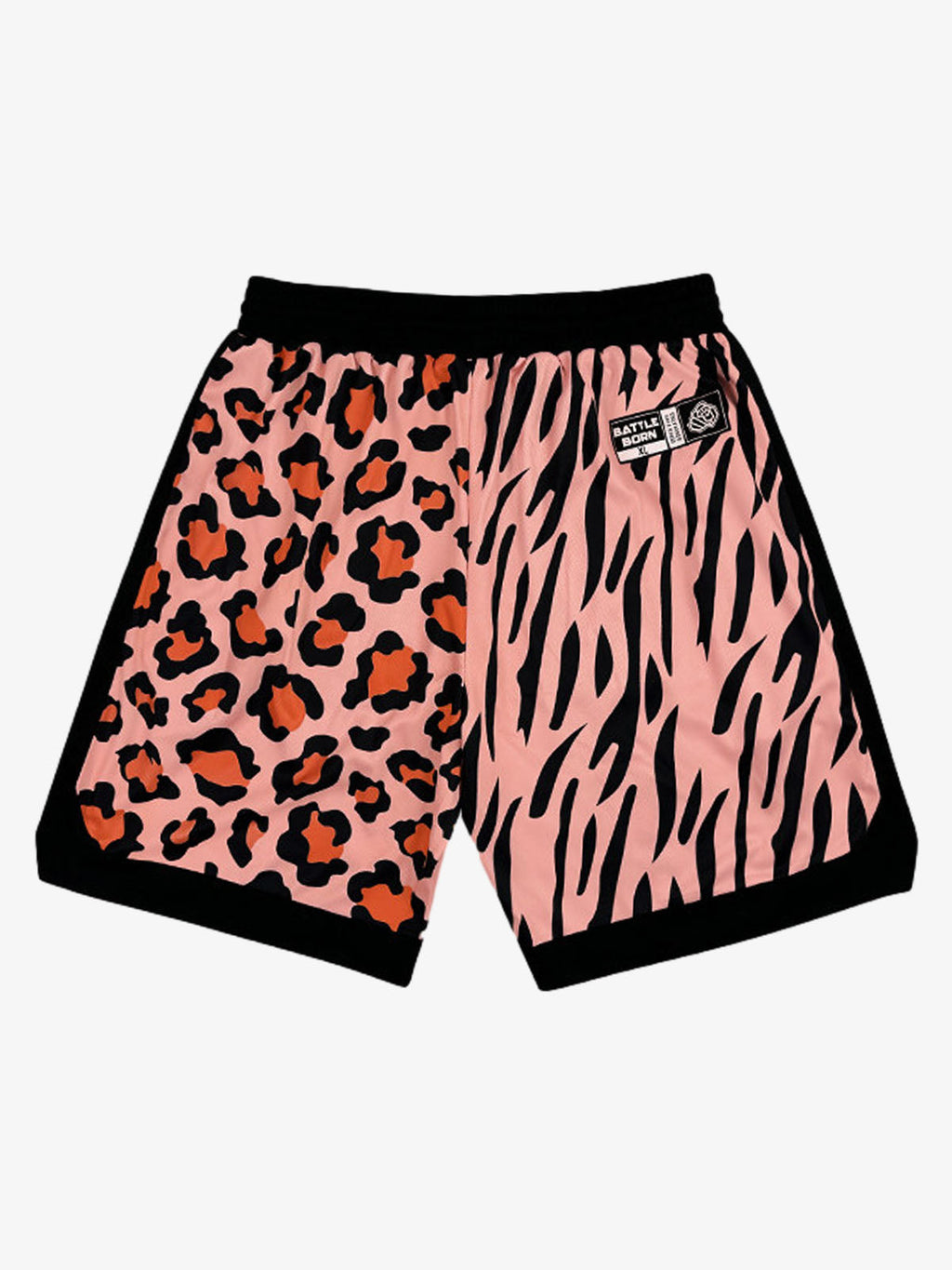 Moisture-Wicking Split Leopard Mixed Sport Shorts