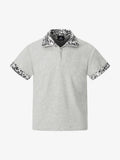 Leopard Trim Half Zip Polo T-Shirt