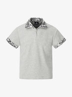 Leopard Trim Half Zip Polo T-Shirt
