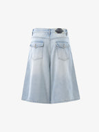 Panel Stitch Wide Leg Denim Jorts