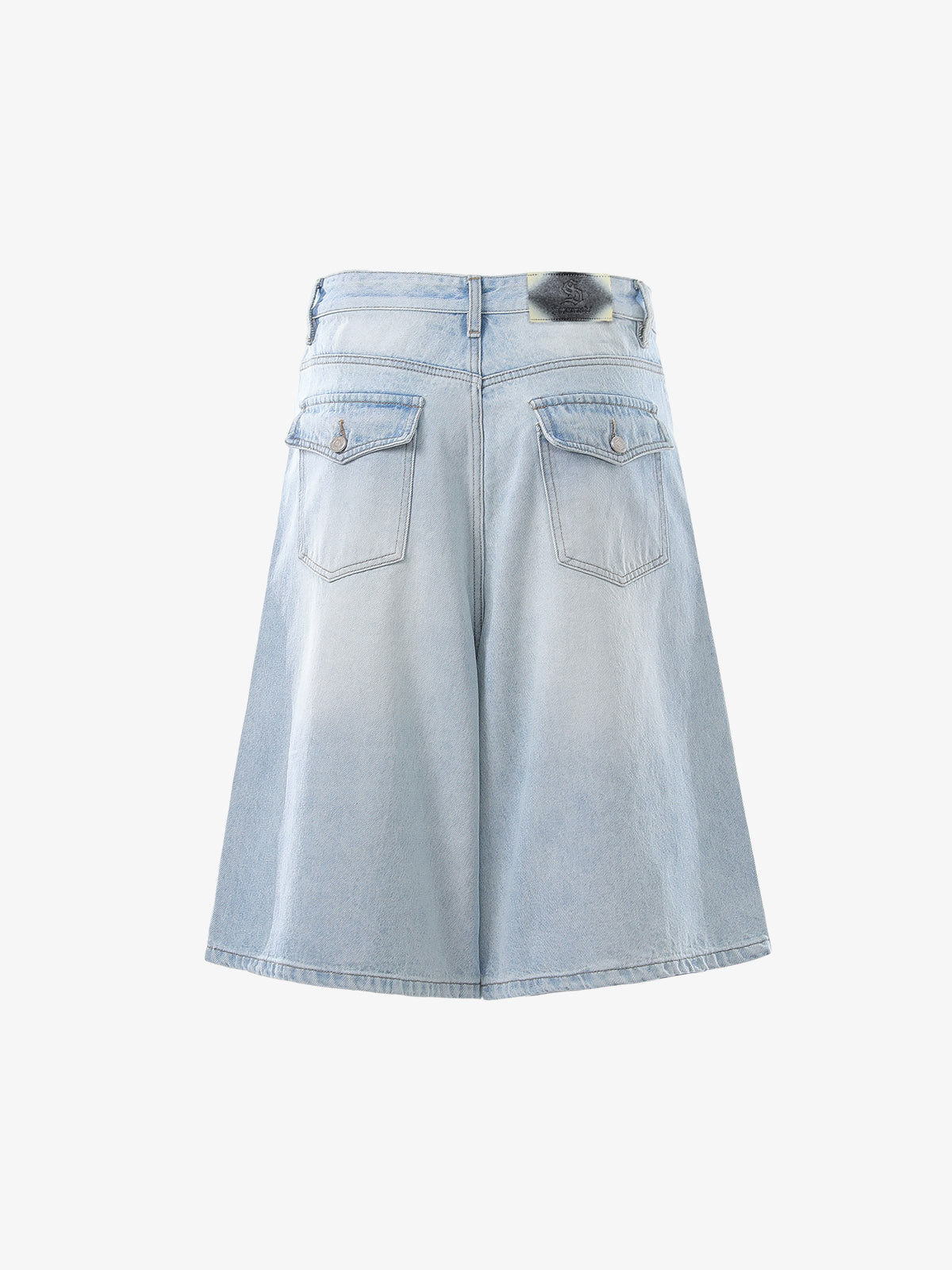 Panel Stitch Wide Leg Denim Jorts