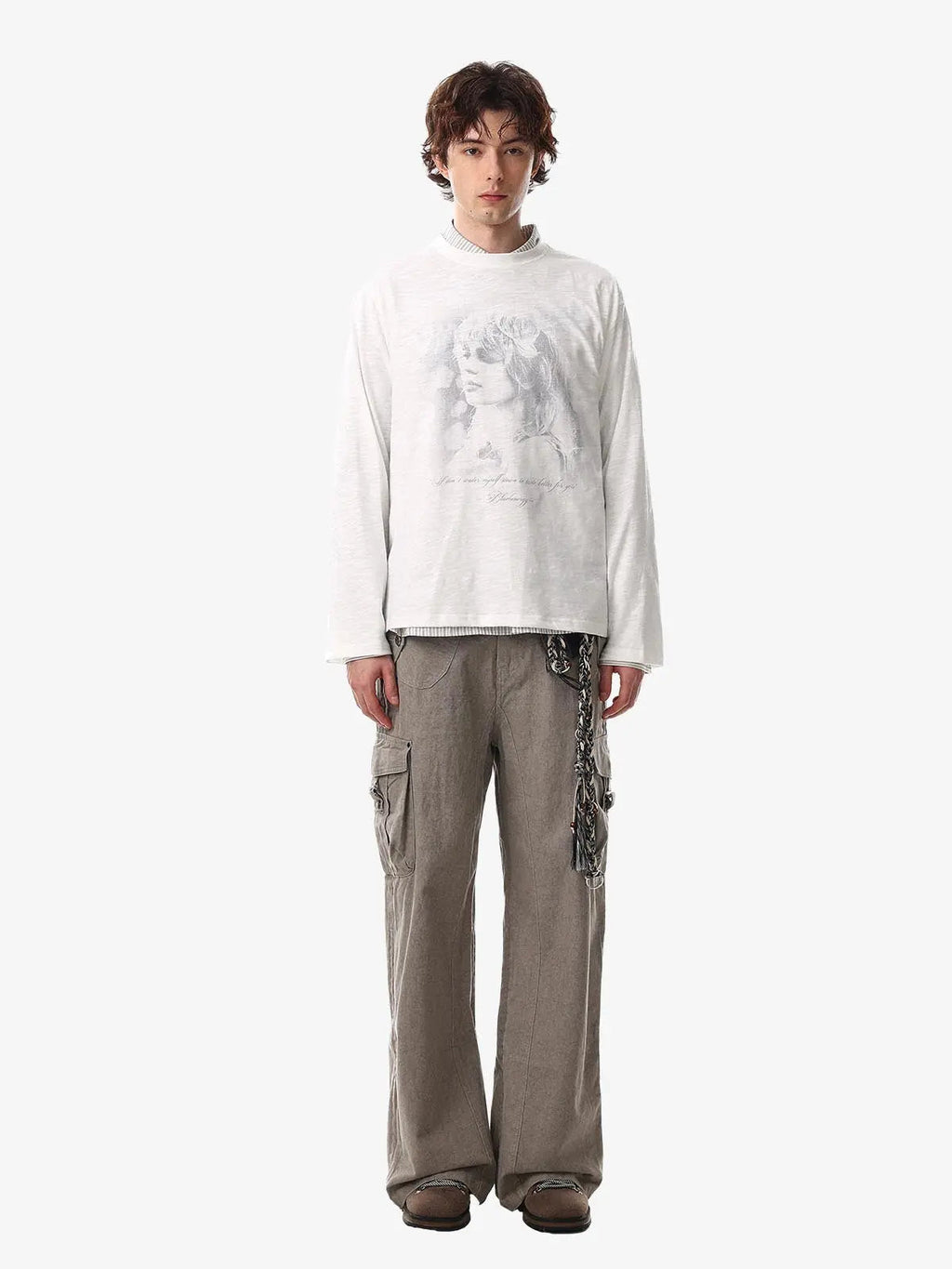 Vintage Portrait Graphic Long Sleeve T-Shirt