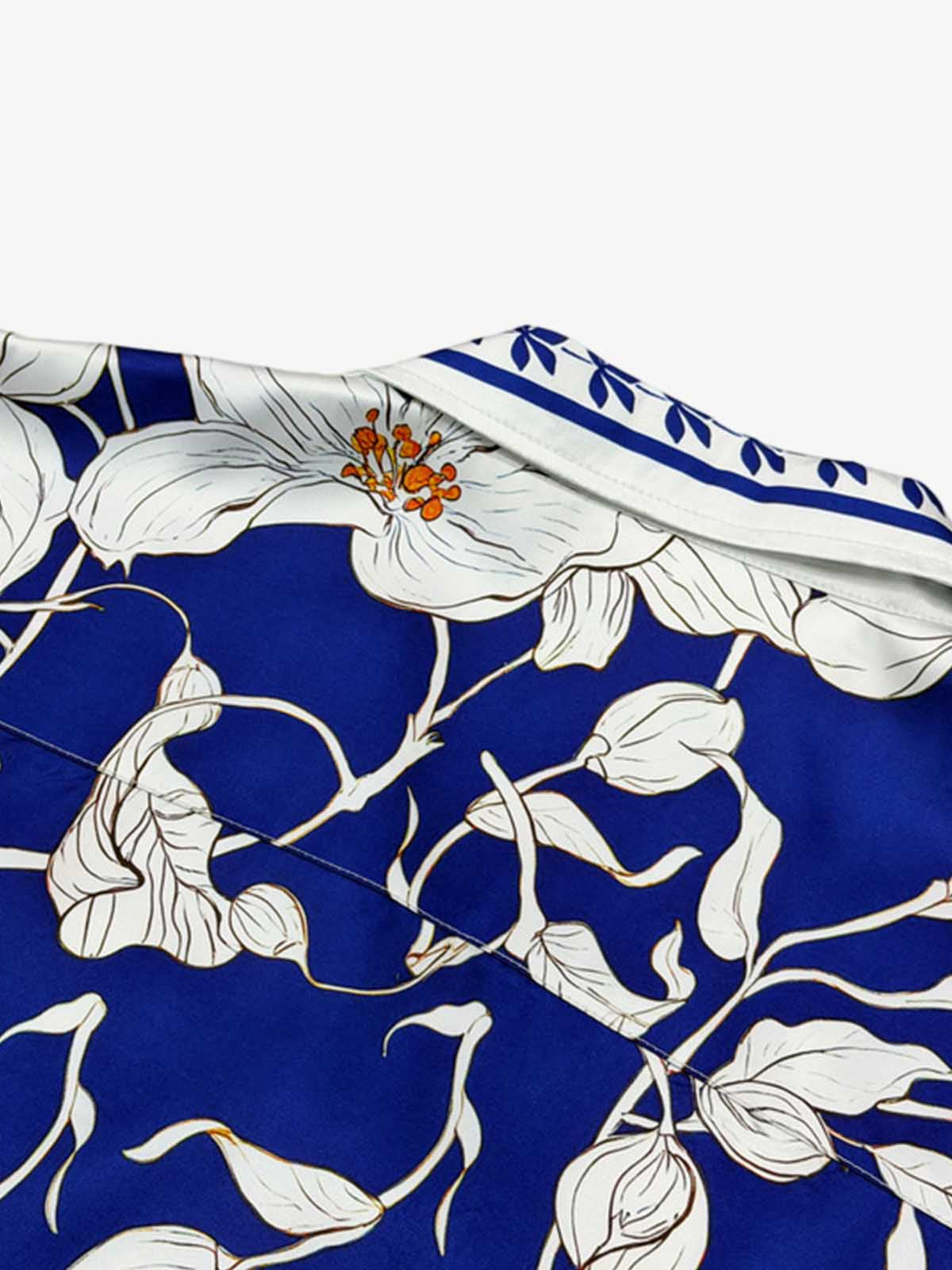 Porcelain Pattern Camp Collar Boxy Shirt