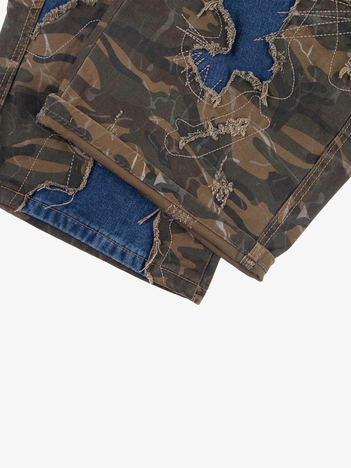 Camo Panel Embroidered Jeans