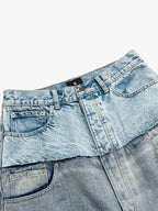 Double-Layer Paneled Baggy Jeans