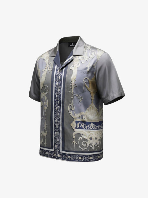 Baroque Sea Satin Camp Collar Boxy Shirt