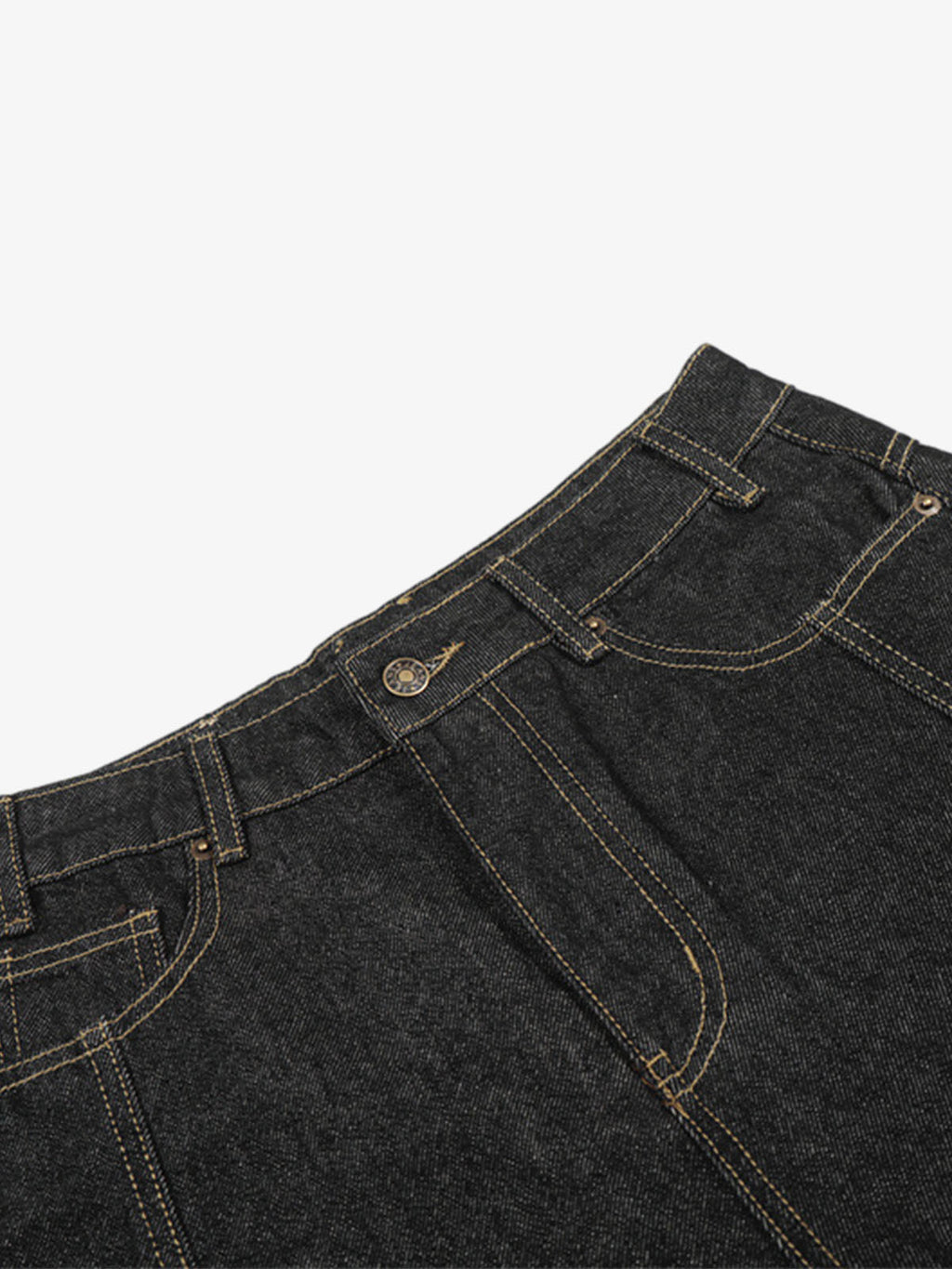 Retro Contrast Stitching Curved Leg Denim Jorts