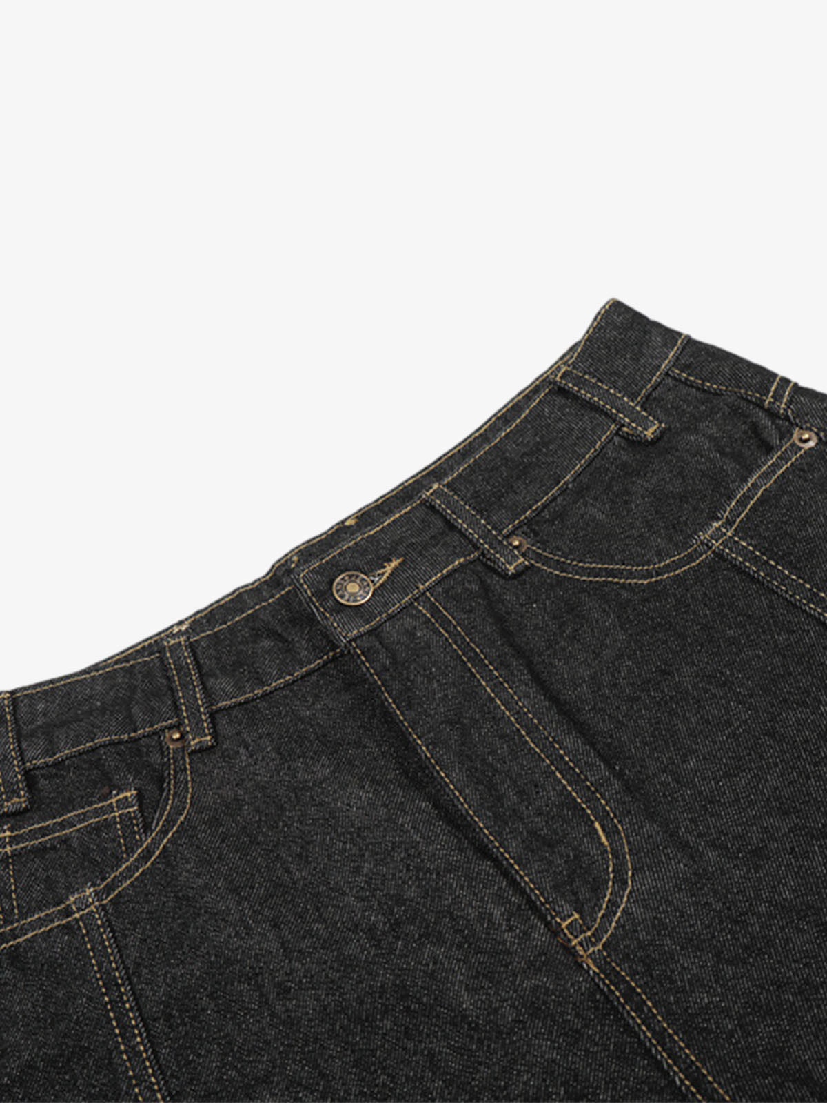 Retro Contrast Stitching Curved Leg Denim Jorts
