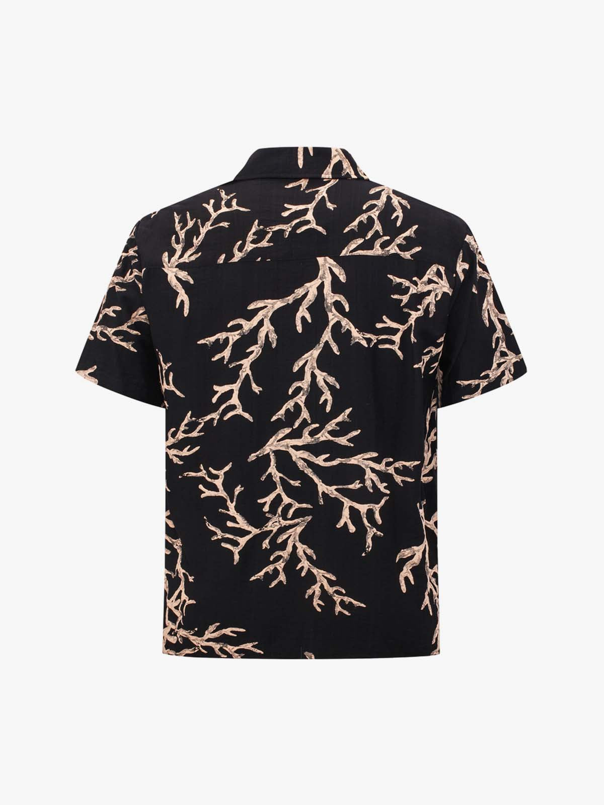 3D Textured Embossed Camp Collar Boxy Shirt