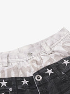 3D Faux Layer Curved Jeans