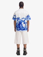 Blue Sketch Mythological Camp Collar Boxy Shirt