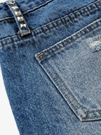 Thesupermade Distressed Metallic Studded Low Rise Mini Shorts