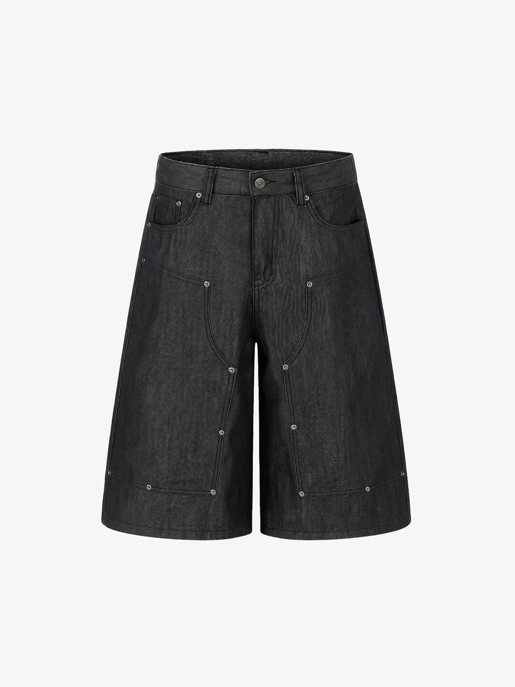 Patchwork Stud Denim Shorts