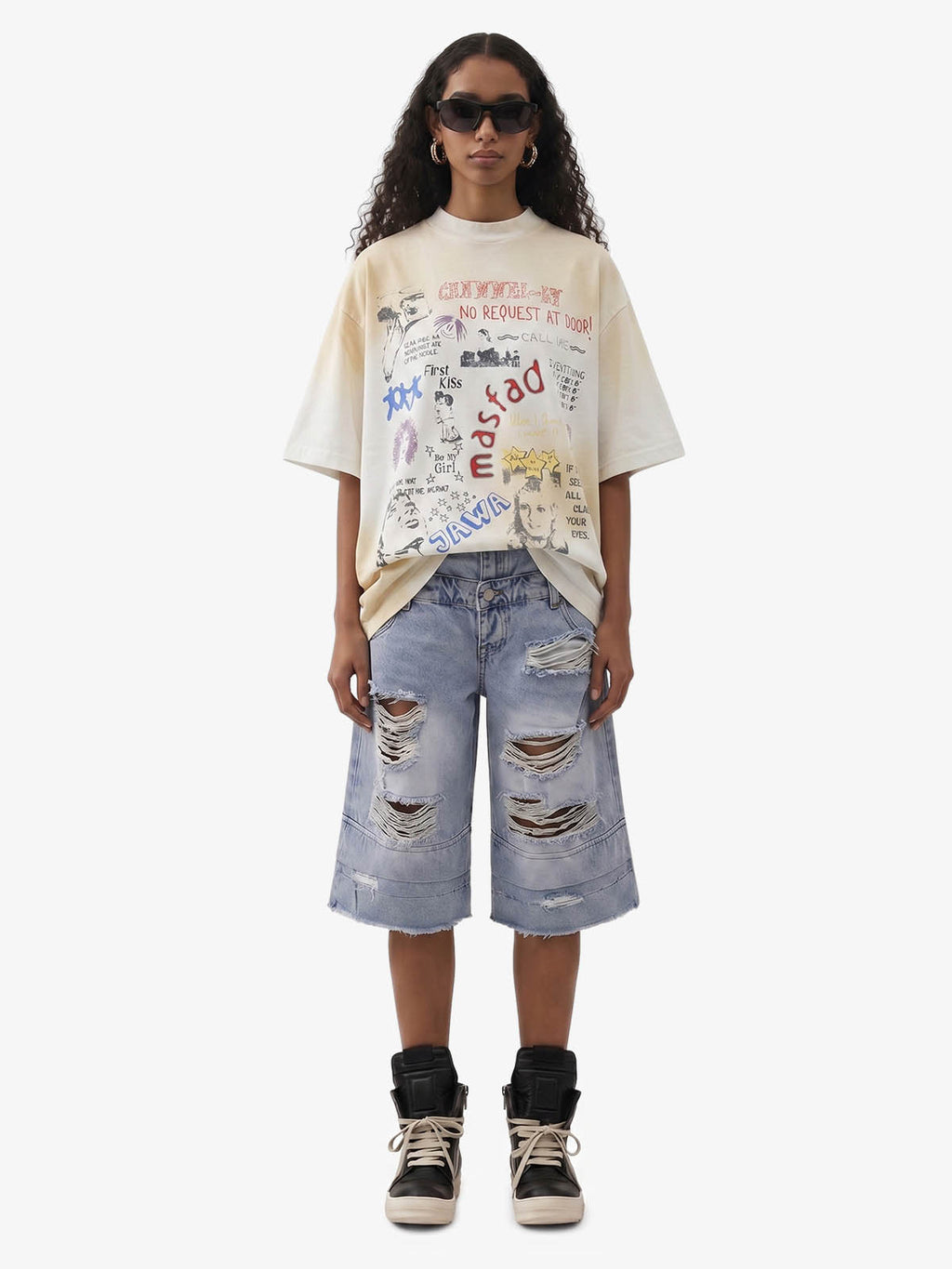Graffiti Collage Mixed Graphic T-Shirt