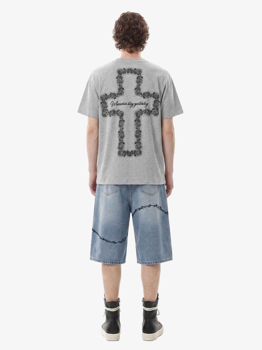Rose Cross Slogan Graphic T-Shirt