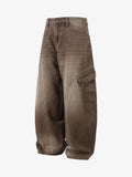 Vintage Washed Workwear Barrel Jeans - 2593