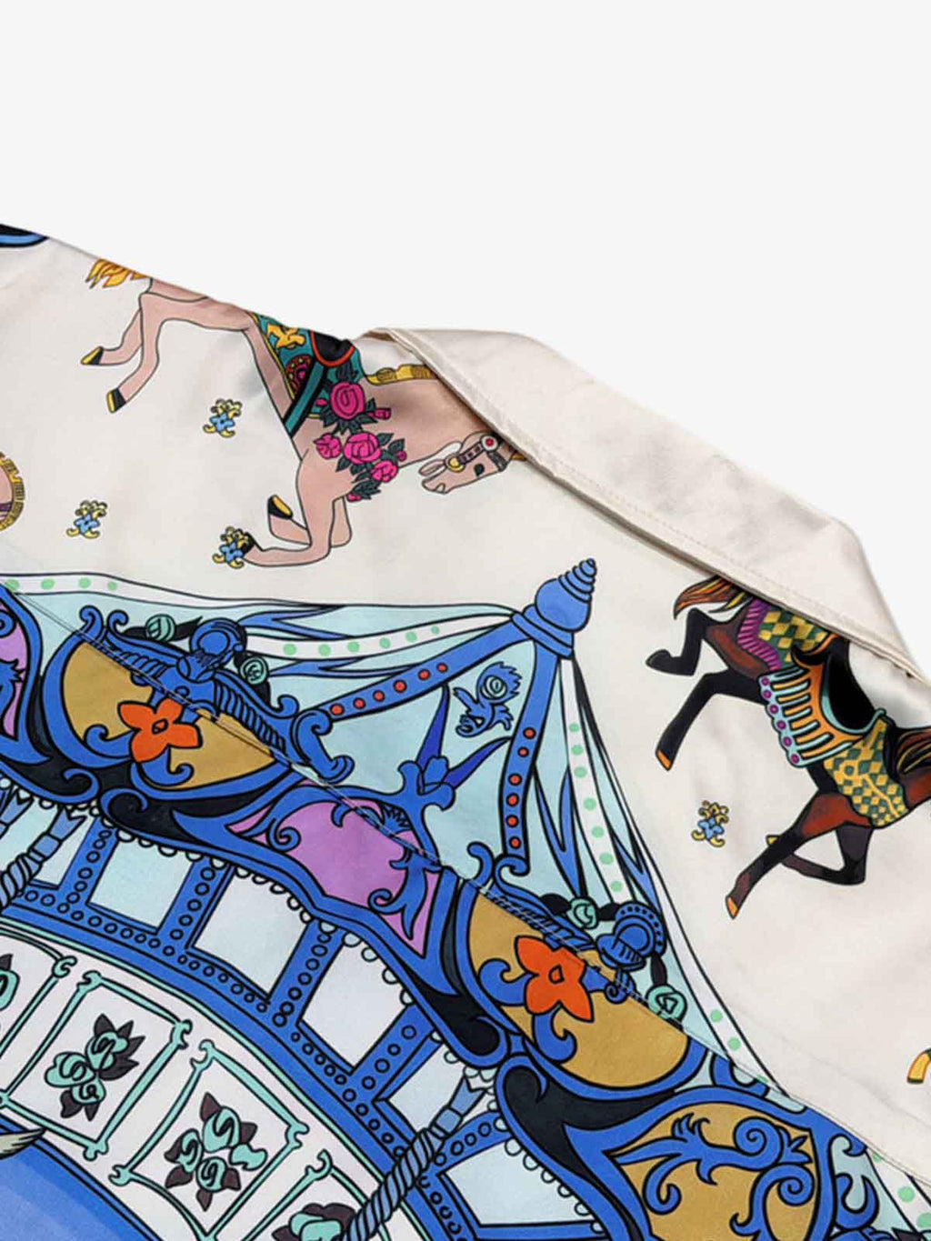 Carousel Park Satin Camp Collar Boxy Shirt