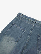 Embroidered Spiderweb Denim Shorts