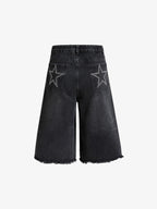 Raw Hem Star Rhinestone Jorts