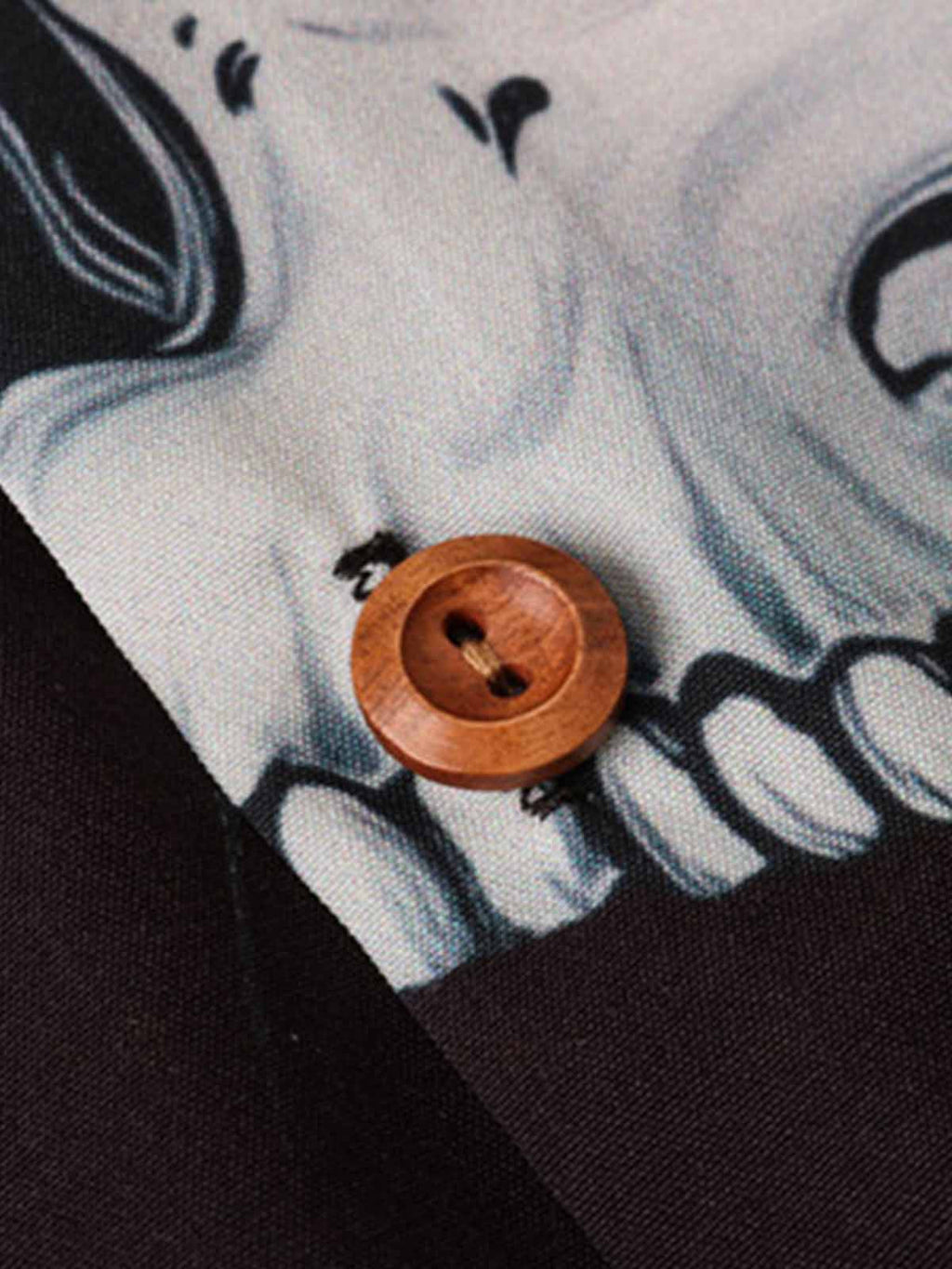 Gothic Skull Rose Camp Collar Boxy Shirt