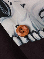 Gothic Skull Rose Camp Collar Boxy Shirt