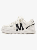 Street Distressed Denim Patchwork Sneakers
