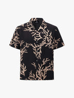 3D Textured Embossed Camp Collar Boxy Shirt